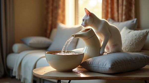 Offrez une hydratation optimale avec une fontaine à eau en céramique pour chat